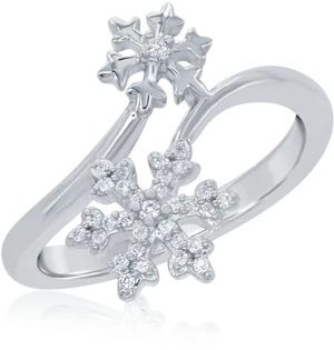 Elegant Snowflake Diamond Ring PNG Image