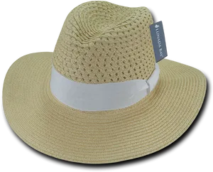 Elegant Straw Hatwith White Band PNG Image