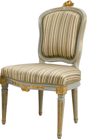 Elegant Striped Antique Chair PNG Image