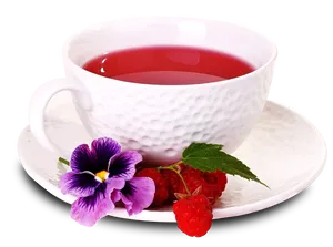 Elegant Tea Cup With Berries And Flower PNG Image