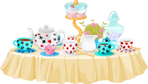 Elegant Tea Party Setup PNG Image