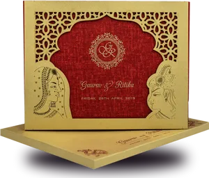 Elegant Traditional Wedding Invitation Card PNG Image