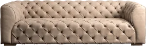 Elegant Tufted Beige Sofa PNG Image