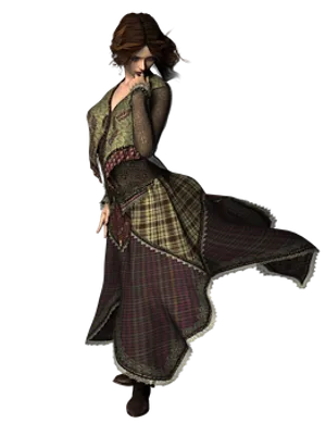 Elegant Vintage Dancer PNG Image