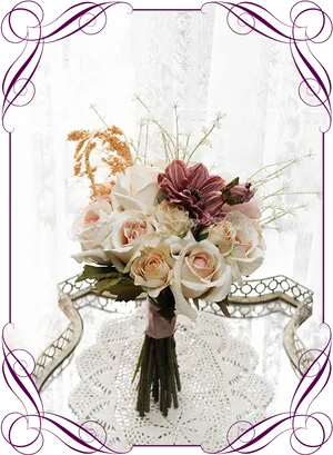 Elegant Vintage Floral Arrangement PNG Image