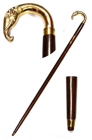 Elegant Walking Stickwith Golden Handle PNG Image