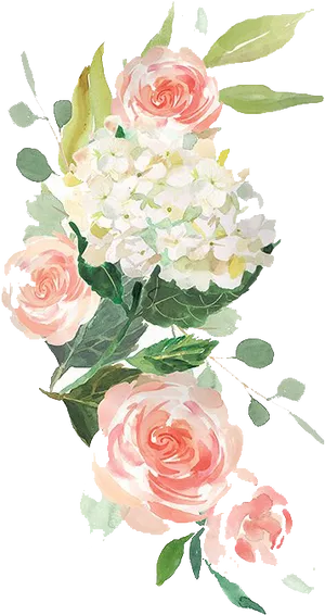 Elegant Watercolor Floral Arrangement PNG Image