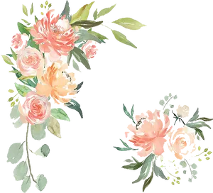 Elegant Watercolor Floral Arrangement PNG Image