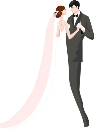 Elegant Wedding Couple Clipart PNG Image