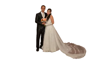 Elegant Wedding Couple Portrait PNG Image