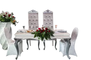 Elegant Wedding Head Table Setup PNG Image