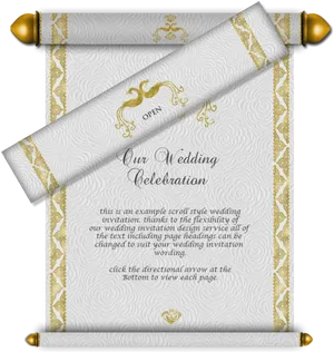 Elegant Wedding Scroll Invitation PNG Image