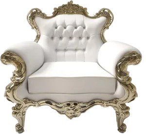 Elegant White Baroque Armchair PNG Image