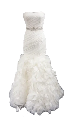 Elegant White Mermaid Wedding Dress PNG Image