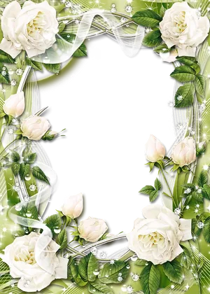 Elegant_ White_ Roses_ Frame PNG Image