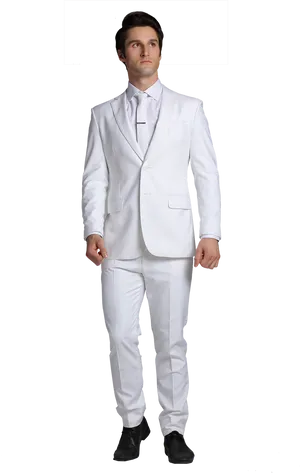 Elegant White Suit Model PNG Image