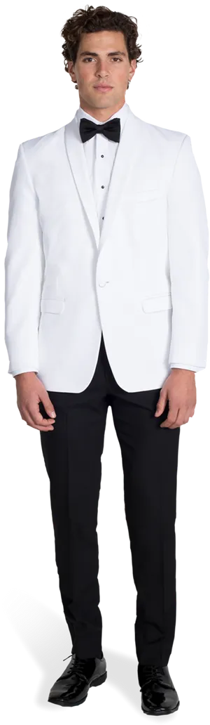 Elegant White Tuxedo Portrait PNG Image