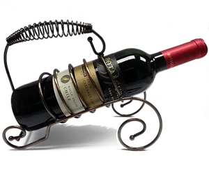 Elegant Wine Bottleand Holder PNG Image