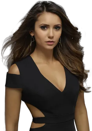 Elegant Womanin Black Dress PNG Image