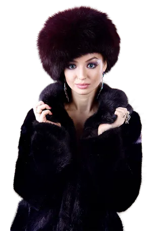 Elegant Womanin Fur PNG Image