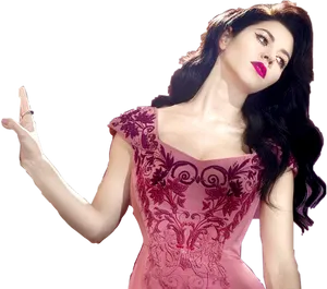 Elegant Womanin Pink Dress PNG Image