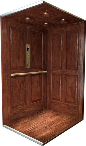 Elegant Wood Paneled Elevator Interior PNG Image