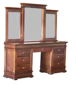 Elegant Wooden Dressing Tablewith Mirror PNG Image