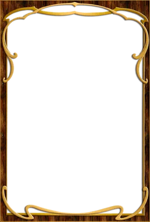 Elegant Wooden Framewith Gold Accents.png PNG Image