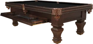 Elegant Wooden Pool Table PNG Image