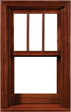 Elegant Wooden Window Frame PNG Image