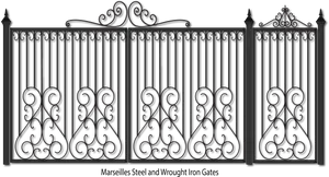 Elegant Wrought Iron Gate Design PNG Image