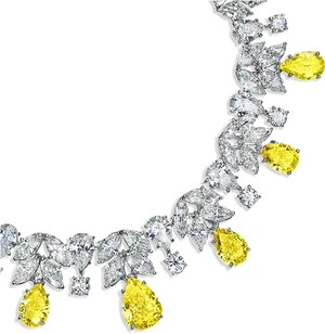 Elegant Yellow Diamond Necklace PNG Image