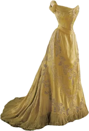 Elegant Yellow Evening Gown PNG Image