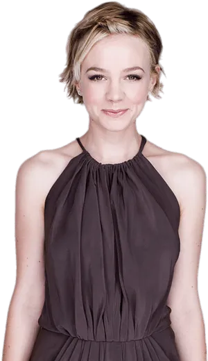 Elegant Young Womanin Black Dress PNG Image