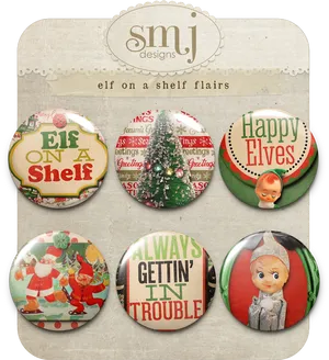 Elf On The Shelf Button Flairs PNG Image