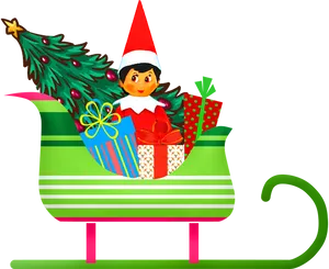 Elf On The Shelf With Christmas Gifts PNG Image