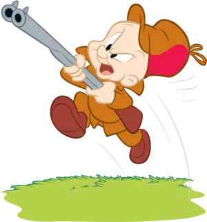 Elmer Fudd Hunting Action PNG Image