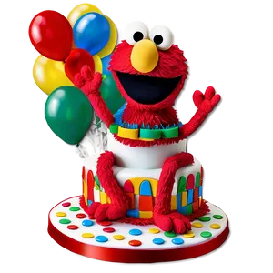 Elmo Birthday Cake Decor Png Khm28 PNG Image