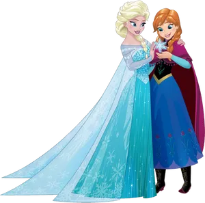 Elsaand Anna Frozen Sisters PNG Image