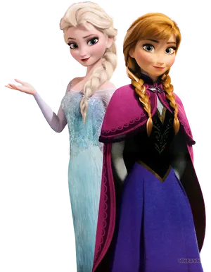 Elsaand Anna Frozen Sisters PNG Image