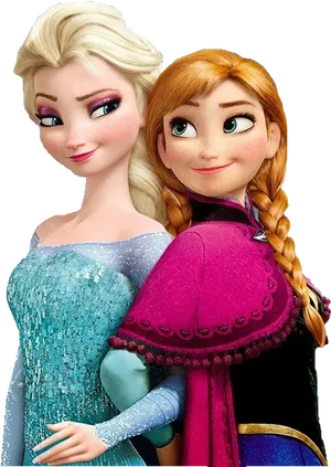 Elsaand Anna Frozen Sisters PNG Image