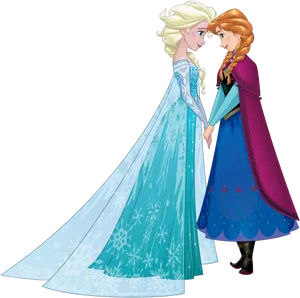 Elsaand Anna Frozen Sisters PNG Image