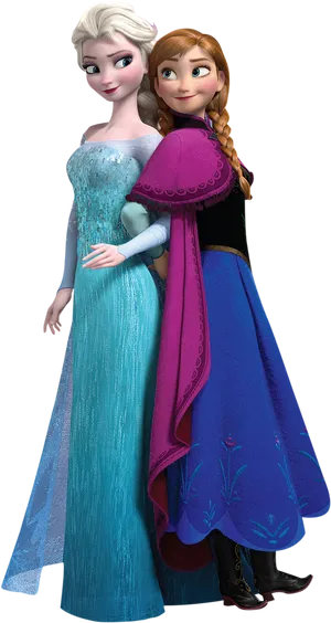 Elsaand Anna Frozen Sisters Pose PNG Image