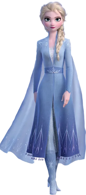 Elsain Blue Frozen Character PNG Image