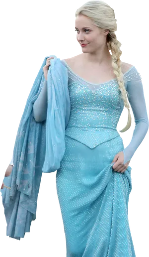 Elsain Sparkling Blue Gown PNG Image