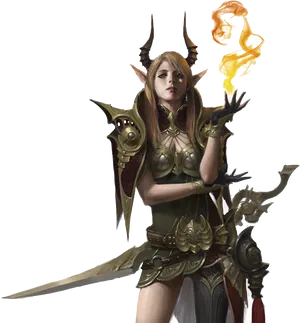 Elven_ Warrior_ Mage_ Fantasy_ Art PNG Image