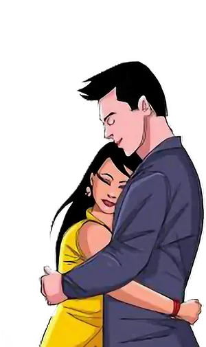 Embracing Couple Illustration.png PNG Image