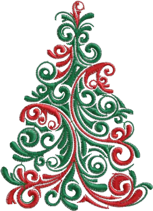 Embroidered Christmas Tree Design PNG Image