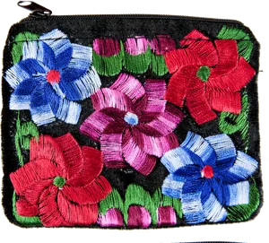 Embroidered Floral Coin Purse PNG Image