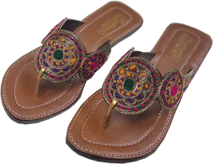 Embroidered Traditional Ladies Chappals PNG Image